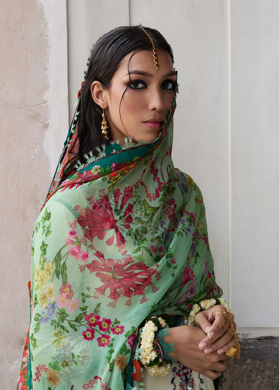 Hussain Rehar Nirmal Unstitched Embroidered Lawn 3Pc Suit - Sahil