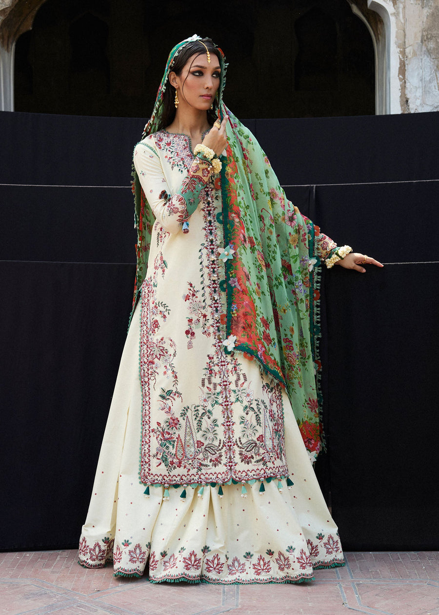 Hussain Rehar Nirmal Unstitched Embroidered Lawn 3Pc Suit - Sahil