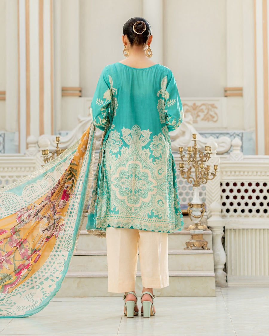 Gulnaar by Noorangi Unstitched Festive Embroidered Lawn 3Pc Suit - Saiba