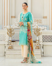 Gulnaar by Noorangi Unstitched Festive Embroidered Lawn 3Pc Suit - Saiba