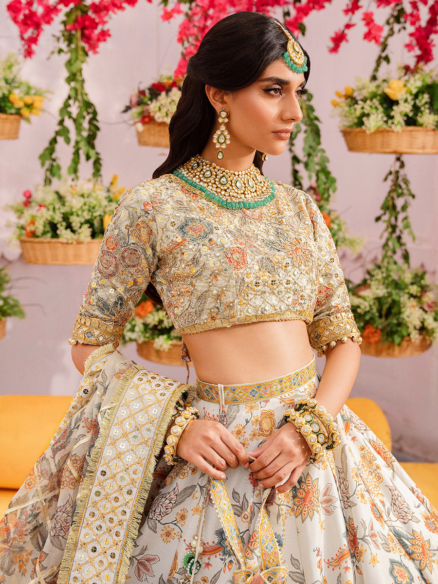 Faiza Faisal Heeriye Embroidered Raw Silk Unstitched 3Pc Suit - Saira