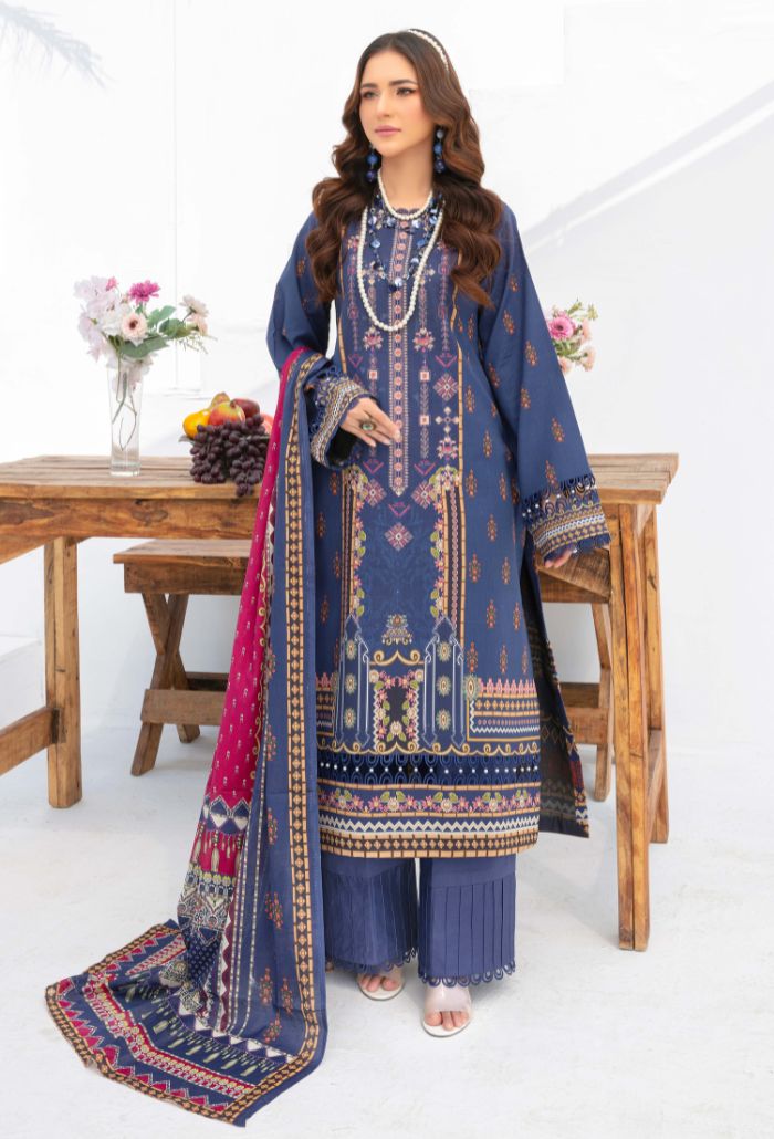 Saira Bano by Humdum Embroidered Lawn Unstitched 3Pc Suit D-05