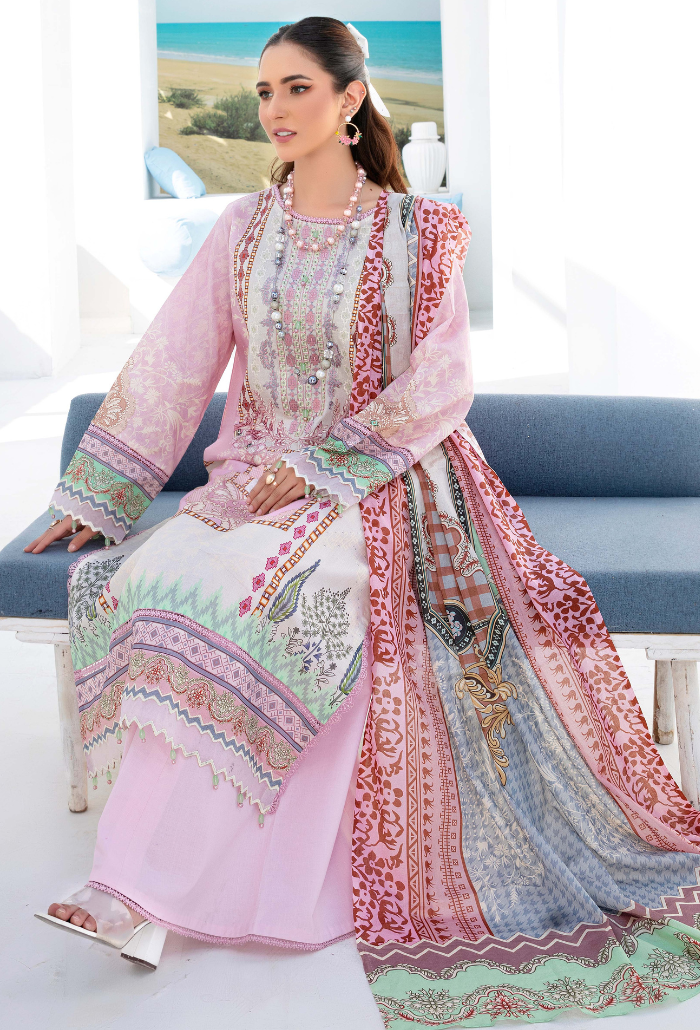 Saira Bano by Humdum Embroidered Lawn Unstitched 3Pc Suit D-08