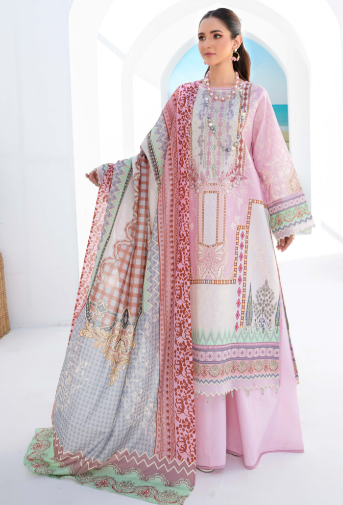 Saira Bano by Humdum Embroidered Lawn Unstitched 3Pc Suit D-08