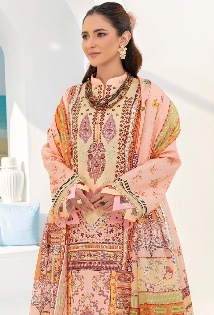 Saira Bano by Humdum Embroidered Lawn Unstitched 3Pc Suit D-10