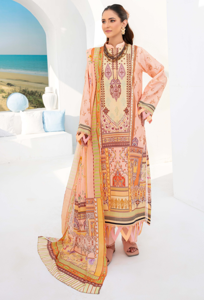 Saira Bano by Humdum Embroidered Lawn Unstitched 3Pc Suit D-10
