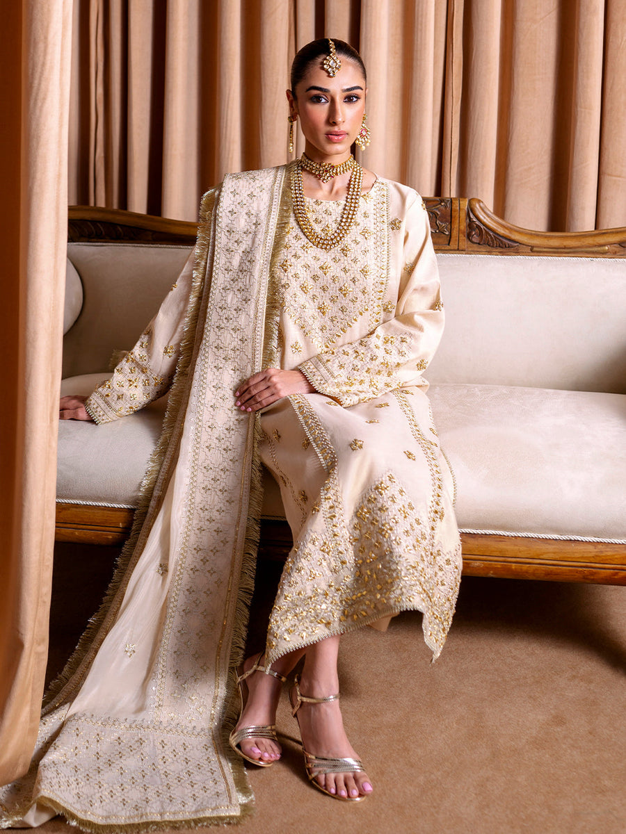 Faiza Faisal Rema Embroidered Fancy Cotton Unstitched 3Pc Suit - Saleha