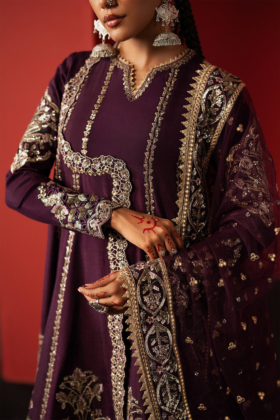 Afrozeh Divani Embroidered Raw Silk Unstitched 3Pc Suit AS-25-10 SAMARQAND