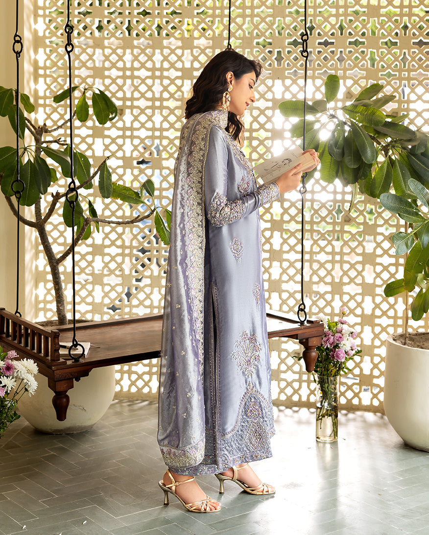 Mushq Sunehri Ramsha Edit Lama Silk Stitched 3Pc Suit - Samiya