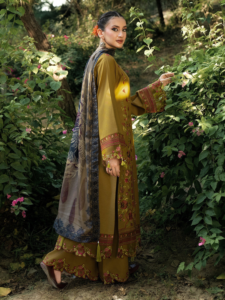 HemStitch The Garden Embroidered Lawn Unstitched 3Pc Suit - Sandalwood