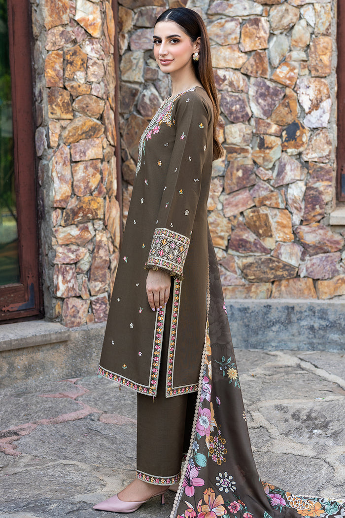 Farasha Embroidered Khaddar Unstitched 3Pc Suit - Sandlit