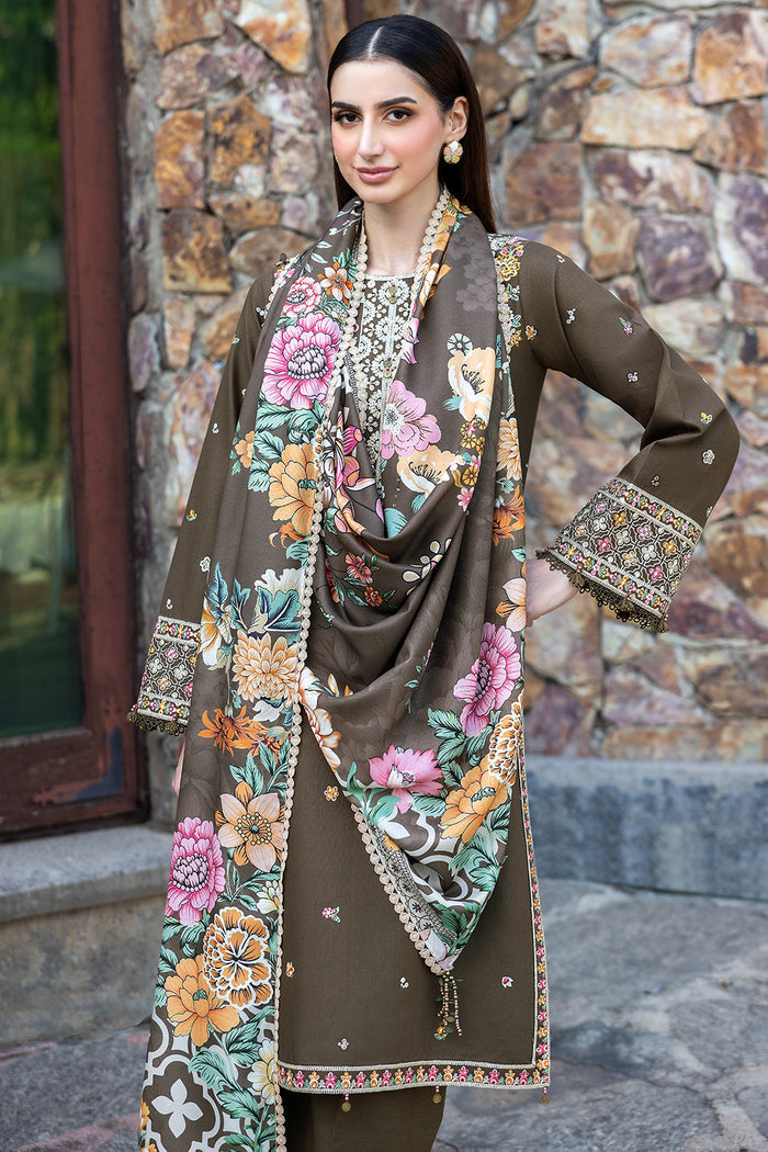 Farasha Embroidered Khaddar Unstitched 3Pc Suit - Sandlit