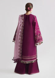 Hussain Rehar Embroidered Luxury Lawn Unstitched 3Pc Suit D-07 SANGRIA