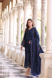 Noor by Saadia Asad Embroidered Linen Unstitched 3Pc Suit D-04 Sapphire