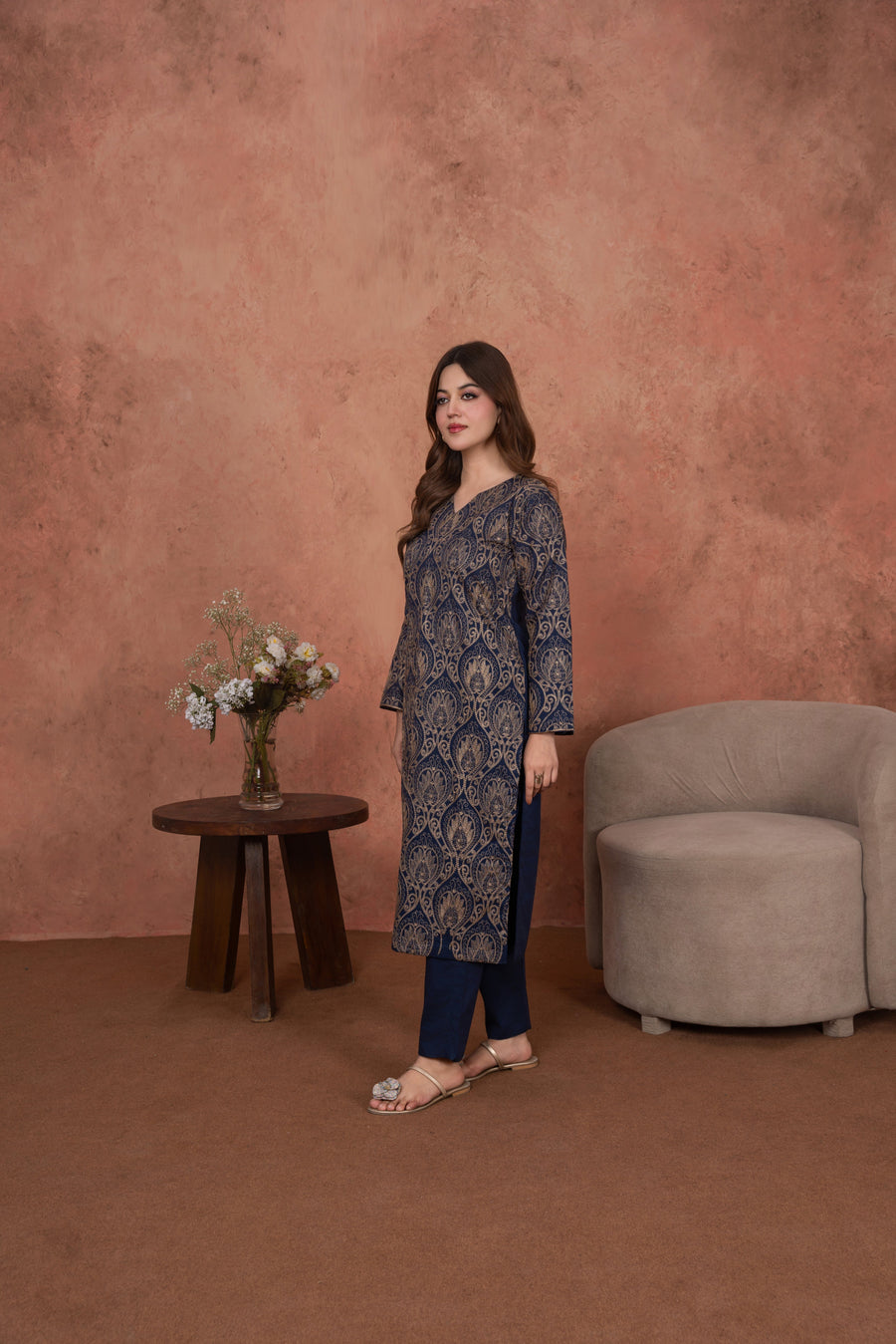Feathers Premium Embroidered Lawn Unstitched 2Pc Suit - Sapphire Regency