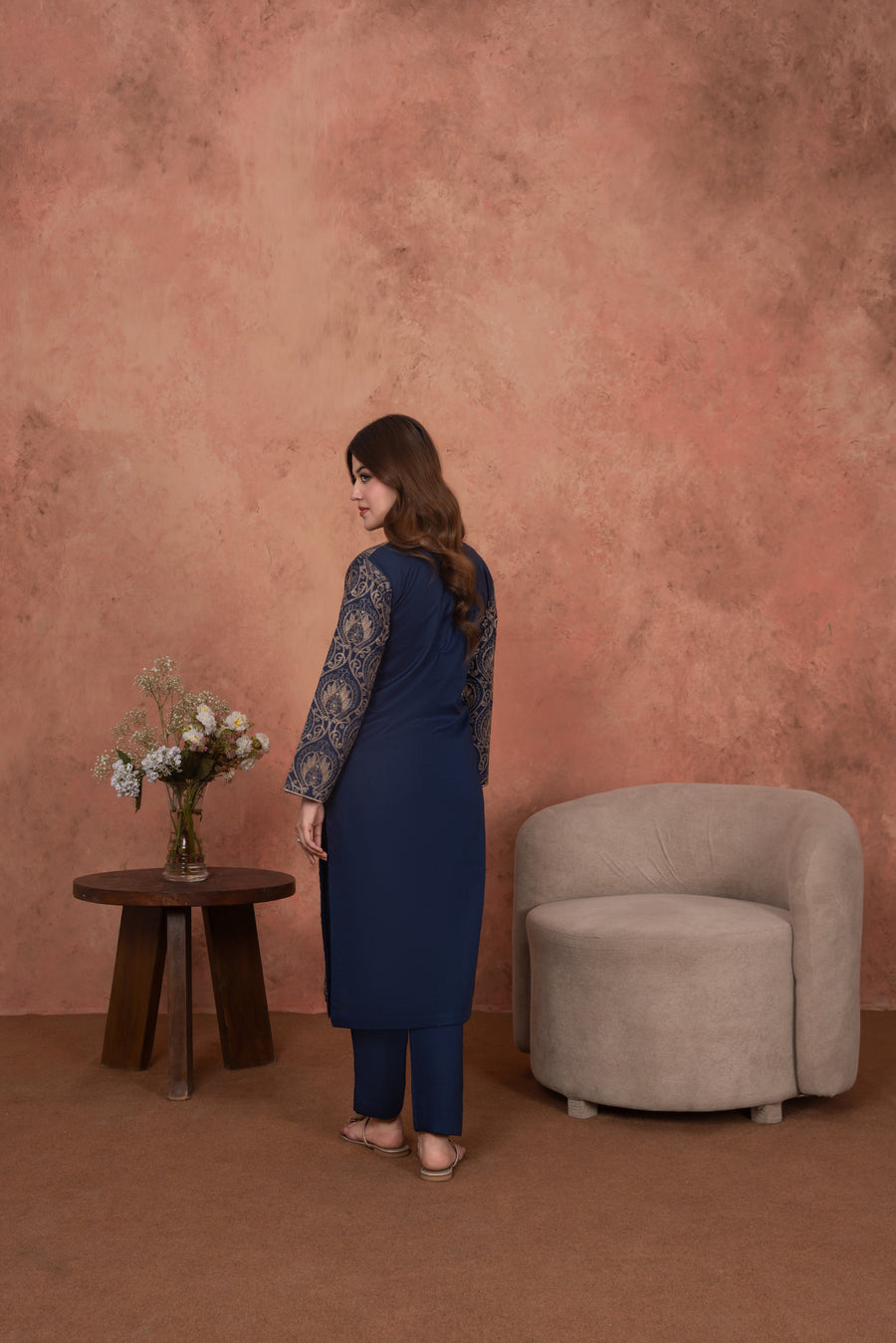 Feathers Premium Embroidered Lawn Unstitched 2Pc Suit - Sapphire Regency