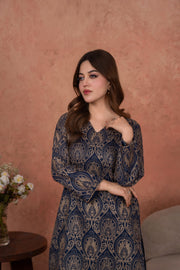 Feathers Premium Embroidered Lawn Unstitched 2Pc Suit - Sapphire Regency