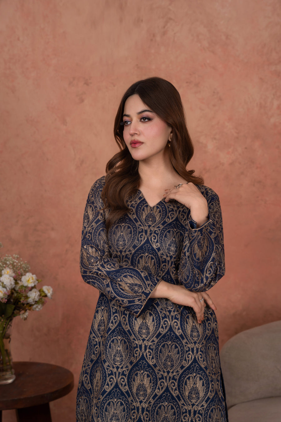 Feathers Premium Embroidered Lawn Unstitched 2Pc Suit - Sapphire Regency