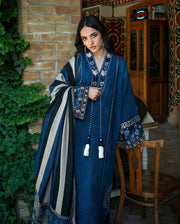 Mushq Broadway Embroidered Jacquard Unstitched 3Pc Suit - Sapphire Sultana