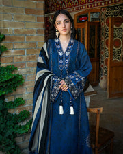Mushq Broadway Embroidered Jacquard Unstitched 3Pc Suit - Sapphire Sultana