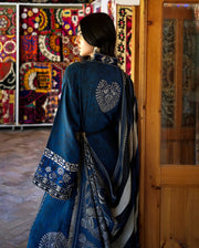 Mushq Broadway Embroidered Jacquard Unstitched 3Pc Suit - Sapphire Sultana