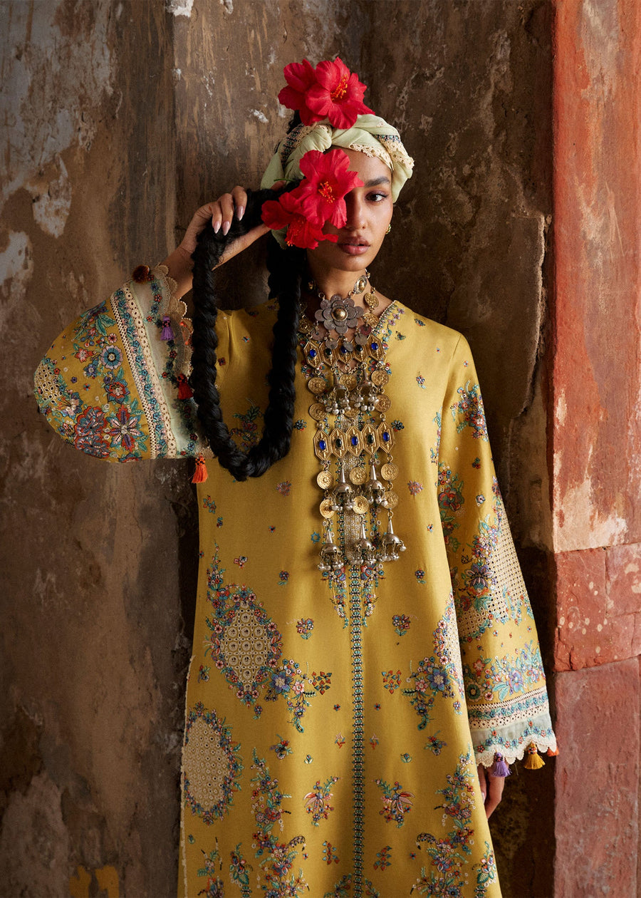 Hussain Rehar ZAN Unstitched Embroidered Lawn 3Pc Suit - Sari