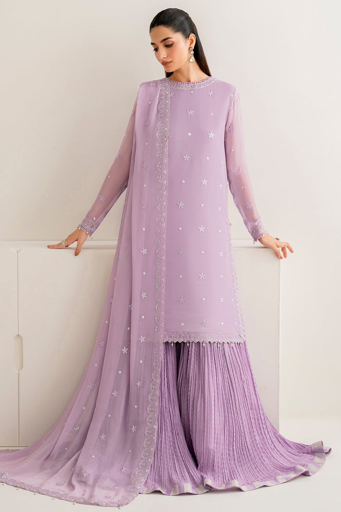 Farasha Luxury Formal Embroidered Chiffon Unstitched 3Pc Suit - Sasha