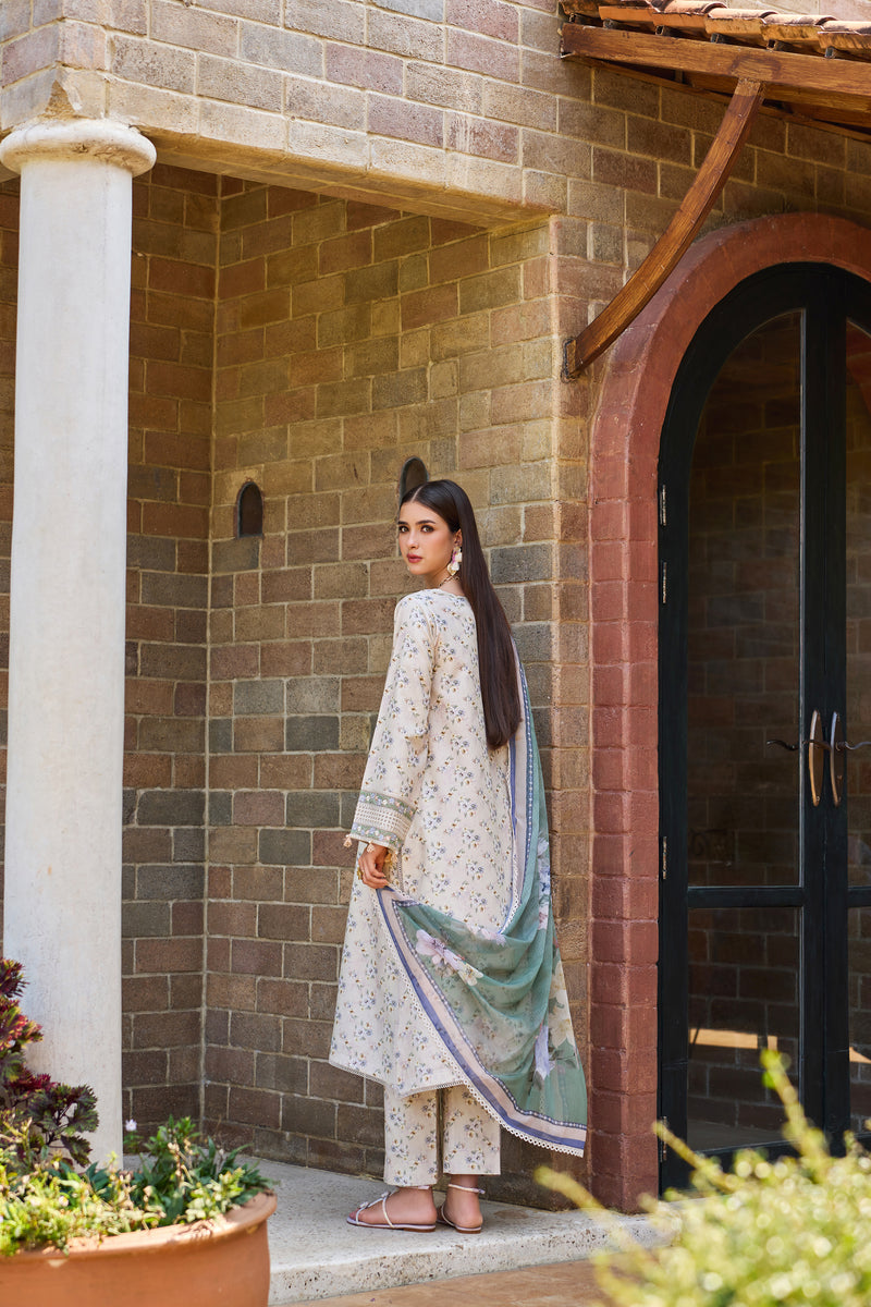 Farasha Sorine Summer Embroidered Lawn Unstitched 3Pc Suit - Satin Bloom
