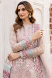 Farasha Ritzier Embroidered Chiffon Unstitched 3Pc Suit - Satin Rose