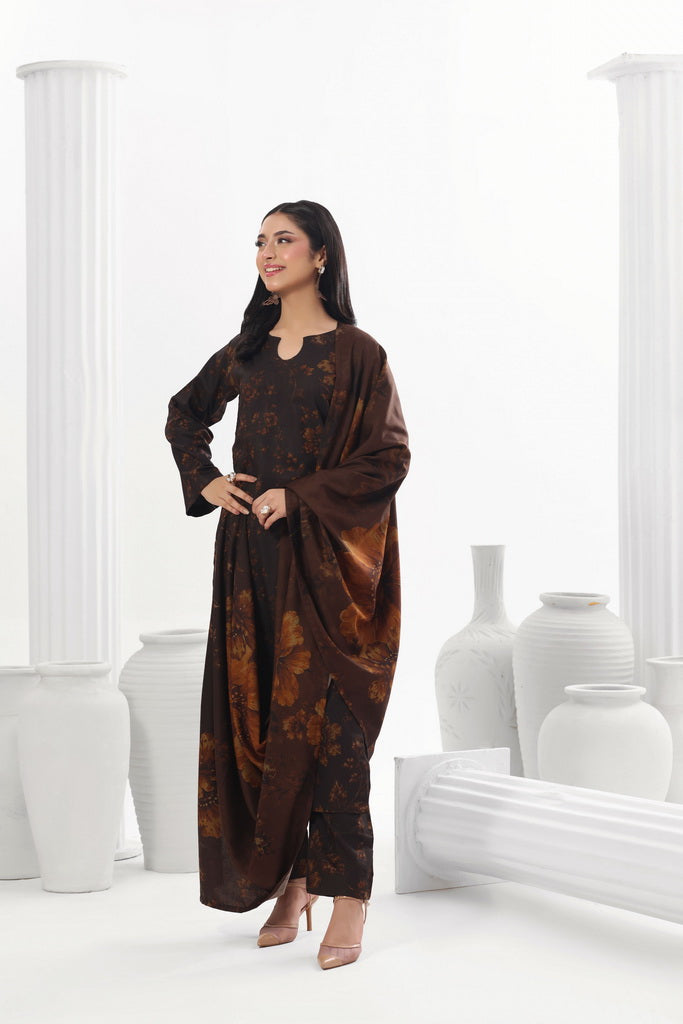 Feathers Digital Printed Dhanak Unstitched 3Pc Suit Savanna Serengeti-FT800