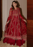 Sadaf Fawad Khan Siraa Embroidered Organza Unstitched 3Pc Suit - Scarlet
