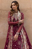 Farasha Ritzier Embroidered Chiffon Unstitched 3Pc Suit - Scarlet Charm
