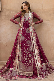 Farasha Ritzier Embroidered Chiffon Unstitched 3Pc Suit - Scarlet Charm