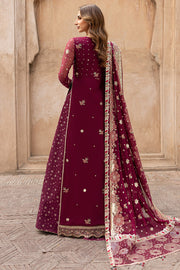 Farasha Ritzier Embroidered Chiffon Unstitched 3Pc Suit - Scarlet Charm