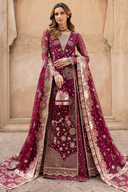 Farasha Ritzier Embroidered Chiffon Unstitched 3Pc Suit - Scarlet Charm