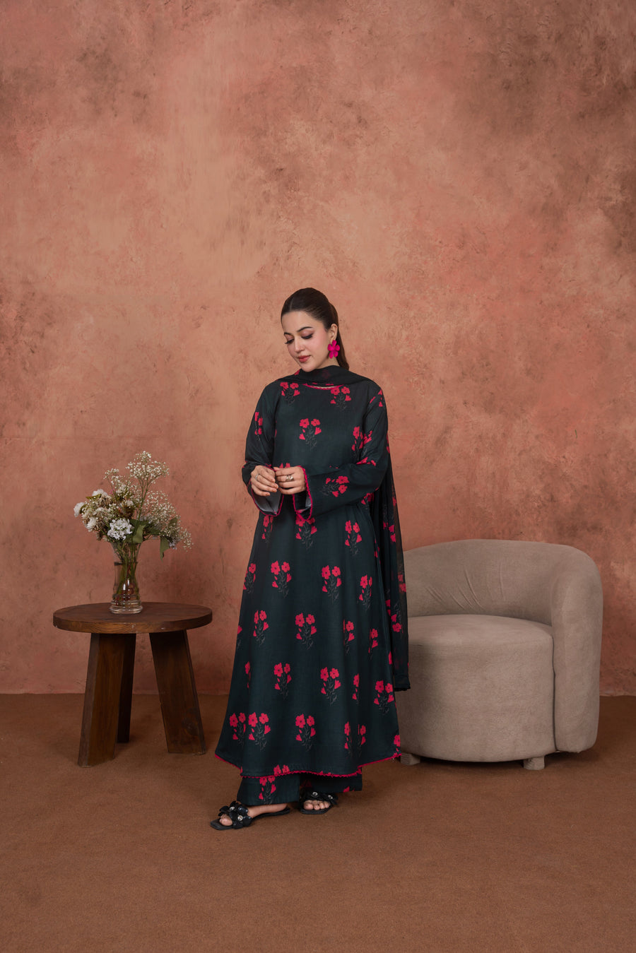 Feathers Premium Printed Lawn Unstitched 3Pc Suit Scarlet Eclipse Edit-FT717