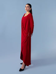 Hemstitch Georgette Affair Embroidered Georgette Stitched 2Pc Suit - Scarlet Fold