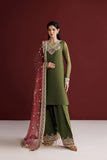 Farasha Luxury Formal Embroidered Chiffon Unstitched 3Pc Suit - Scarlet Leaf