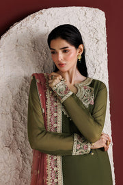 Farasha Luxury Formal Embroidered Chiffon Unstitched 3Pc Suit - Scarlet Leaf