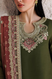 Farasha Luxury Formal Embroidered Chiffon Unstitched 3Pc Suit - Scarlet Leaf