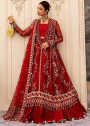 Sadaf Fawad Khan Siraa Embroidered Organza Unstitched 3Pc Suit - Scarlet