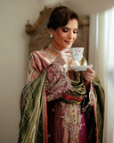 Mushq Sunehri Ramsha Edit Satin Zari Stitched 3Pc Suit - Seema