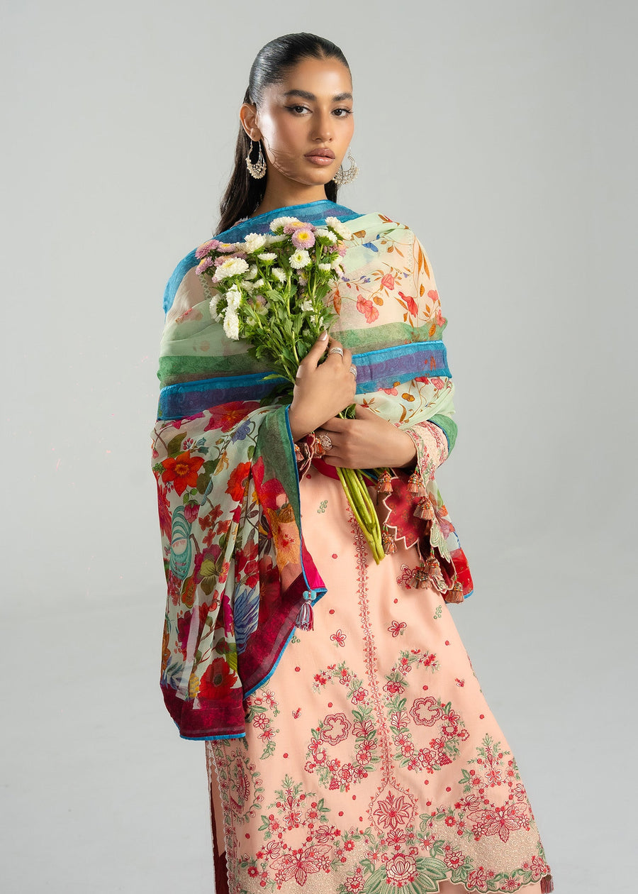 Hussain Rehar ZAN Unstitched Embroidered Lawn 3Pc Suit - Seftali