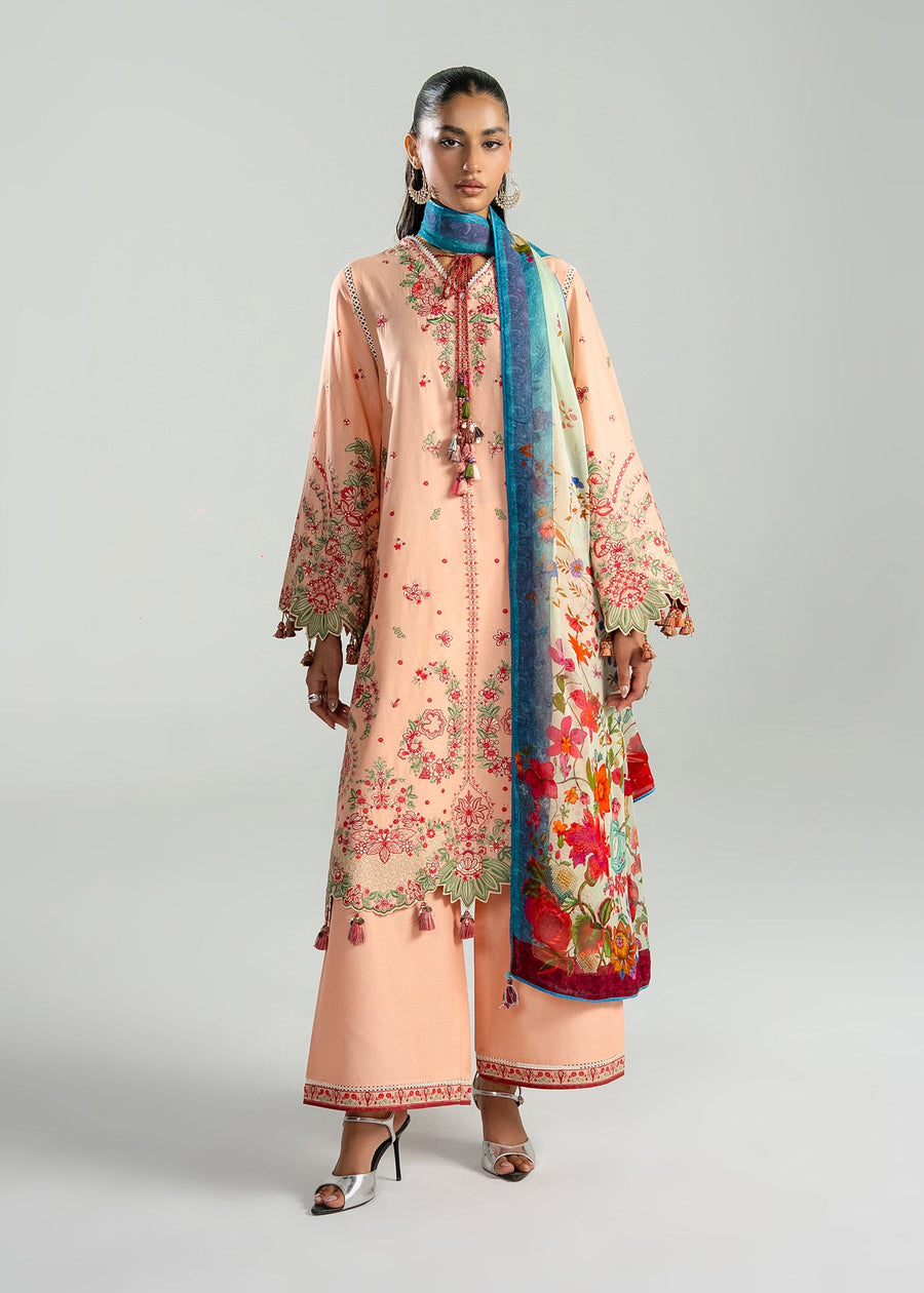 Hussain Rehar ZAN Unstitched Embroidered Lawn 3Pc Suit - Seftali