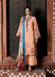 Hussain Rehar ZAN Unstitched Embroidered Lawn 3Pc Suit - Seftali