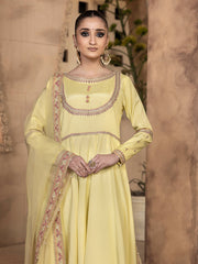 Hemstitch Embroidered Raw Silk Ready to Wear 3Pc Suit - Sehar