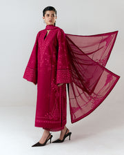 Jugnu Lahore Spring Summer Unstitched Embroidered Cotton 3Pc Suit - Sela
