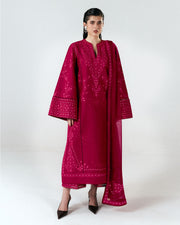 Jugnu Lahore Spring Summer Unstitched Embroidered Cotton 3Pc Suit - Sela