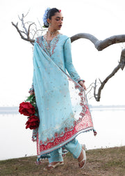 Hussain Rehar Kalabagh Unstitched Embroidered Lawn 3Pc Suit - Sepher