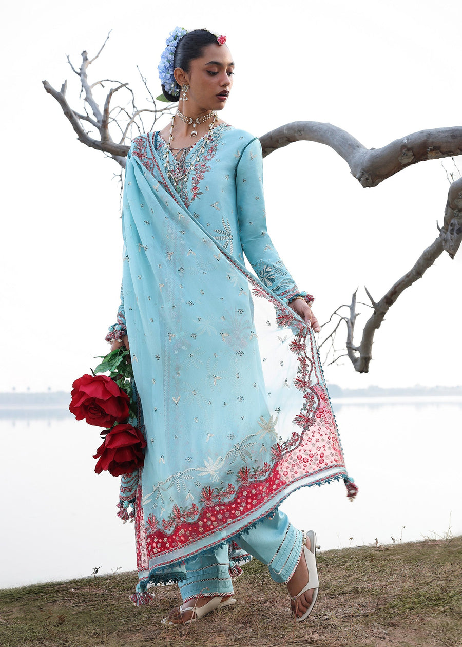 Hussain Rehar Kalabagh Unstitched Embroidered Lawn 3Pc Suit - Sepher